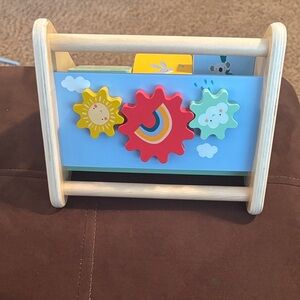 Fisher-Price Wooden Gear Toy with Red, Yellow, and Green